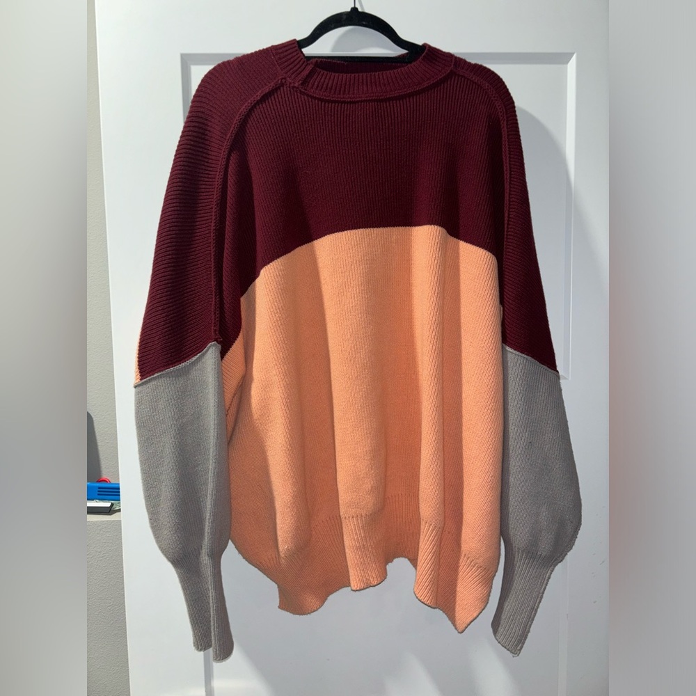 free people color block mock sweater